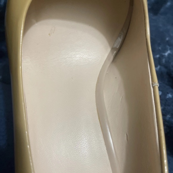 Nine West Glossy Tan Peep-Toe Heels - Picture 5 of 8